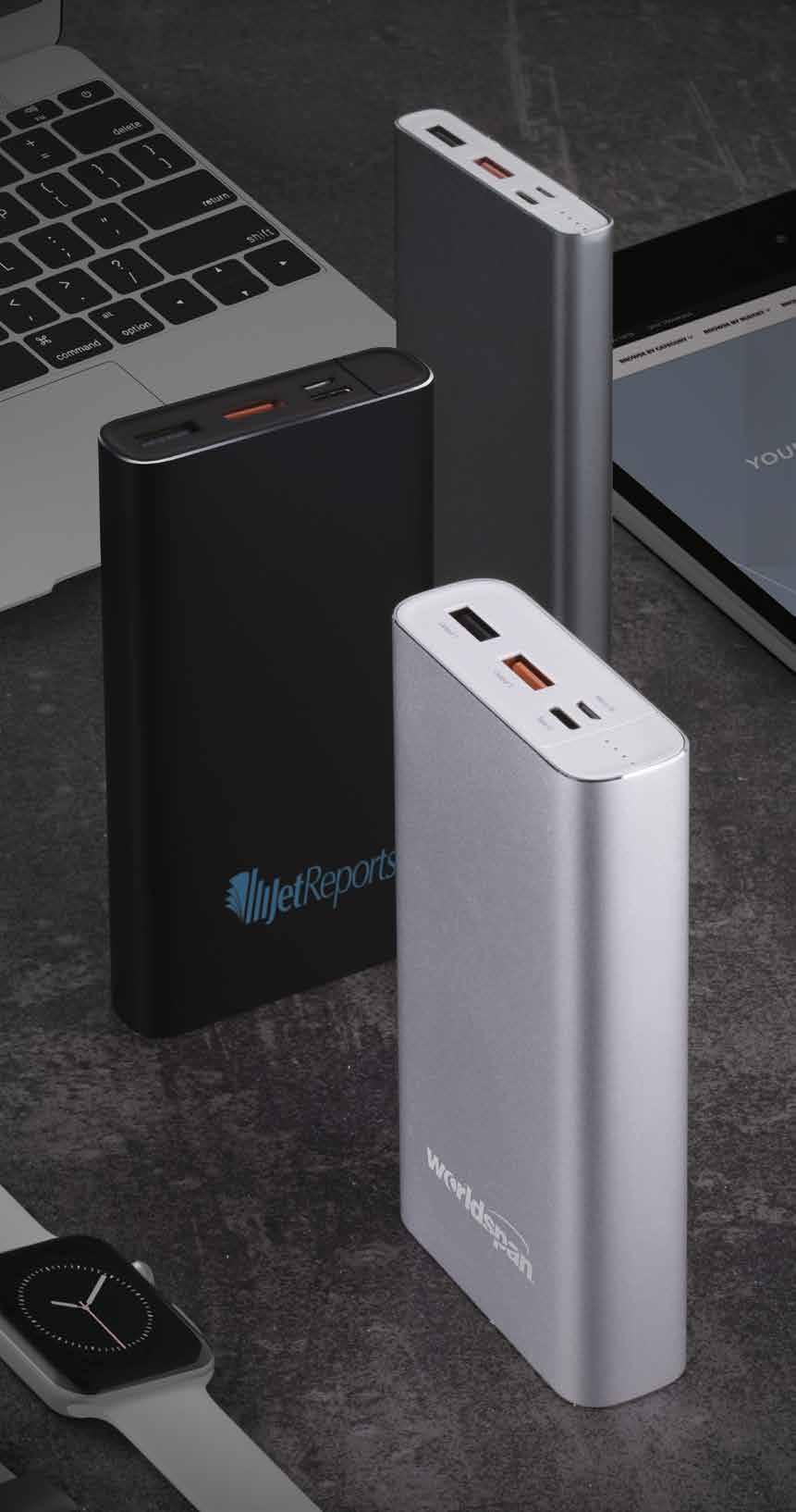 12 power bank supercharger power tank PC5029 *Deluxe gift box included This 10,000 mah power bank has a durable metallic exterior with a Type C input/ output for the speediest charging!