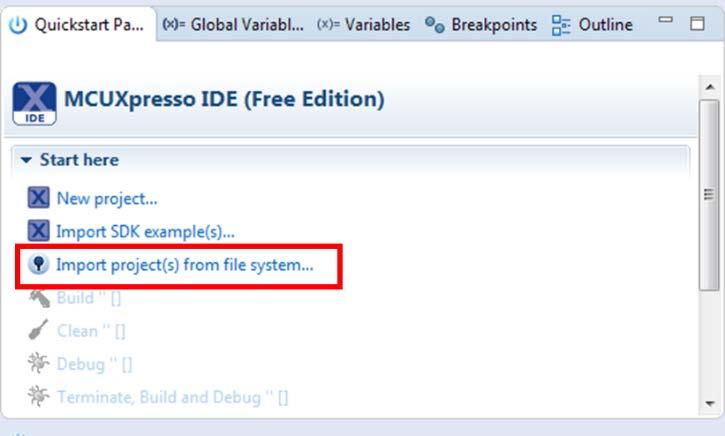 left (Fig 25). Fig 25. Import project from file system. After clicking the import option, a new pop-up will open.