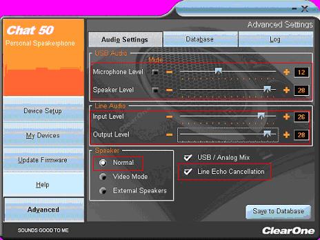 From the Advanced Settings screen, adjust the following fields by moving the line bar: Microphone Level Speaker