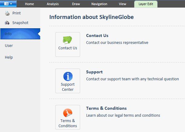 SkylineGlobe Menu SkylineGlobe Project Tree The SkylineGlobe Project Tree provides a single access point for all SkylineGlobe layers and objects so you can easily find, modify, or activate any
