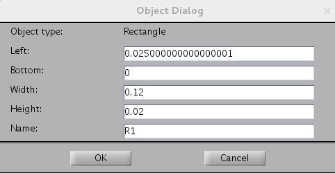 Figure 4: Rectangle object dialog. figure 5, 7 and 6). Note that to see the resulting geometry we need to go to either meshing or boundary view (see toolbar).
