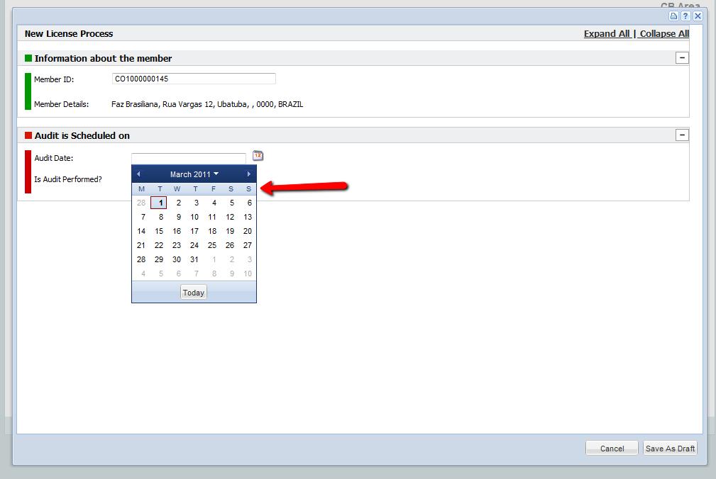 When you click OK, the member information is prompted automatically and the 'Audit is scheduled on' block appears.