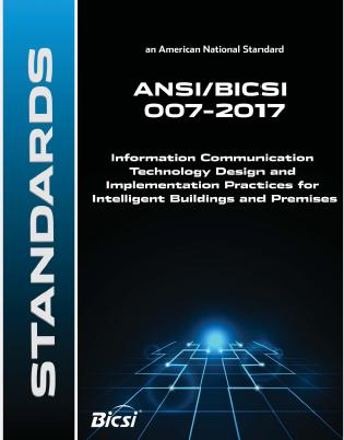 BICSI Standards BICSI 007-2017 Intelligent Buildings Equipment cords and coverage area cables used for data and power transmission should have conductors with a minimum size of 0.205 mm2 (24 AWG).