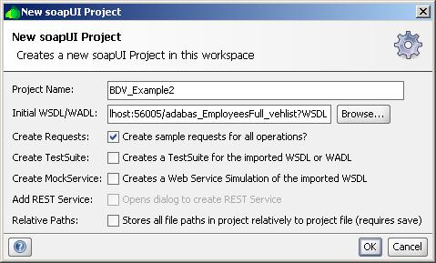 First of all, create a new soapui project based on the WSDL URL shown