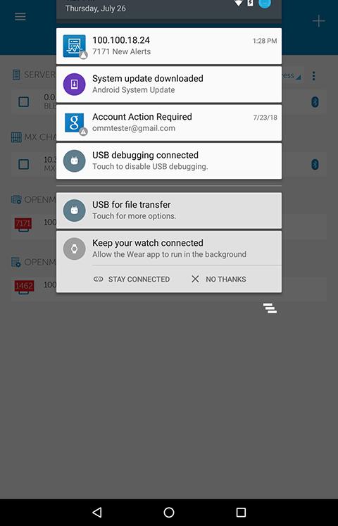 Figure 43. Push notifications 2 If applicable, enter the OpenManage Mobile password and tap Login.