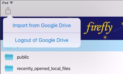 Import from Google Drive Choose the Import icon at the top left of the window Log into your Google Drive account if prompted to do so Choose My Drive to search for files, or folders Choose Shared