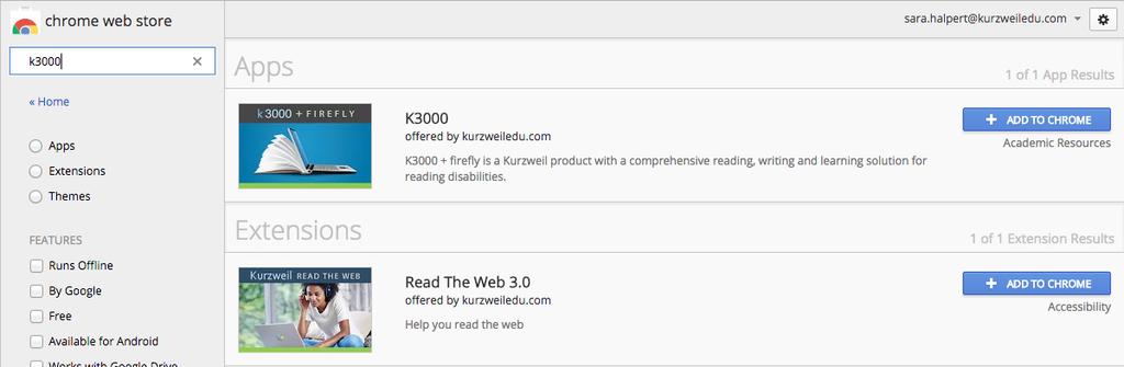 Read the Web - Set up Chrome to access the k3000 Web App and Read the Web If you use Chrome as your default web browser, Kurzweil has both an