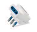 MULTI-WAY ADAPTORS Reference standards: CEI 23-50 e CEI 23-57 () - Shuttered with a 2:1 degree of protection - Rated operating voltage 250V~ - Max.