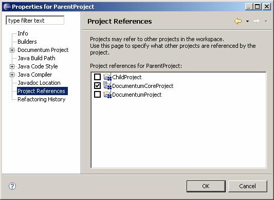 Managing Projects 2. Select Project References. The projects that are available for referencing are displayed in the Project references for ParentProject list.