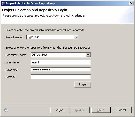 Managing Projects 3. Enter the project and repository information, as described in Table 2, page 36, then click Login.