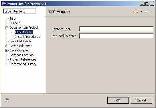Managing Web Services To configure the DFS module options: 1. Right-click the project and select Properties from the drop-down list. The Properties dialog appears (Figure 2,
