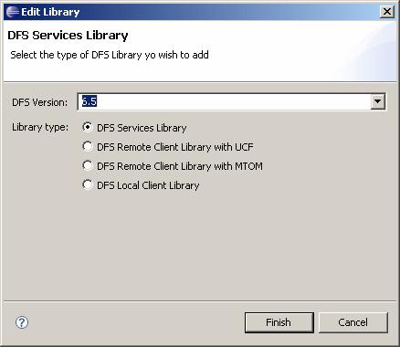 The DFS Services Library dialog appears. 4.