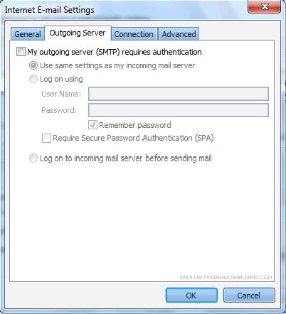 Click Outgoing Server Make sure this option is checked, if not, check it Then check Use same