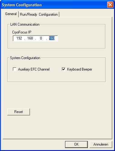 Figure 5.4 4. Wait until the CryoFocus-4 is rebooted. Disconnect the USB cable and connect a LAN cable instead. 5. Select Configuration/ External Communication in the Evolution Workstation main menu bar and click on the radio button next to LAN (Fig.