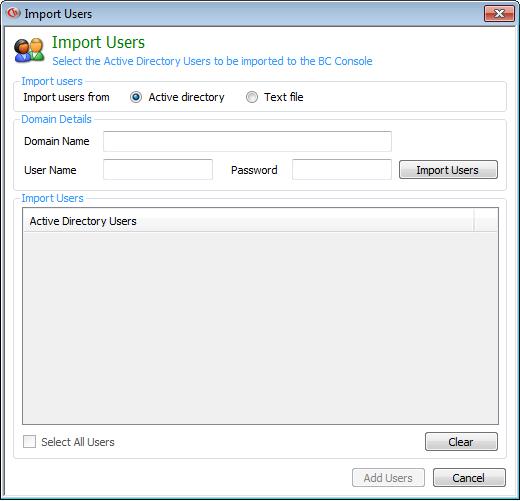 Import Windows Users from Active Directory NOTE: When you import users from Active Directory to the CurrentWare Console as operators, the operator name will be the same as the username on active