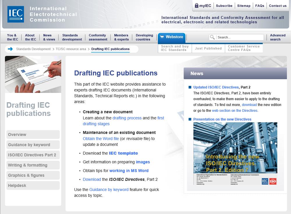 Drafting IEC publications website: http://www.iec.