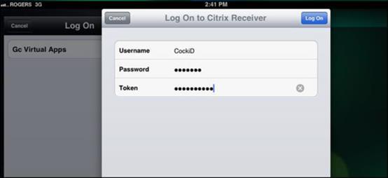 Tap the Citrix Receiver application. 2.