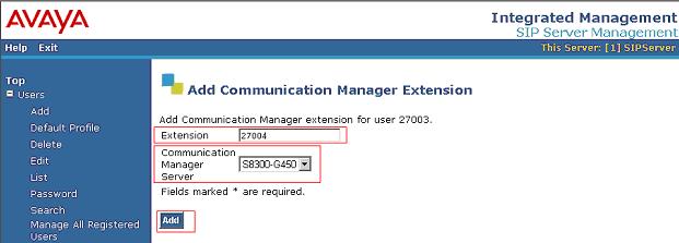 From the next screen, enter the numeric telephone extension you want to create in the database.