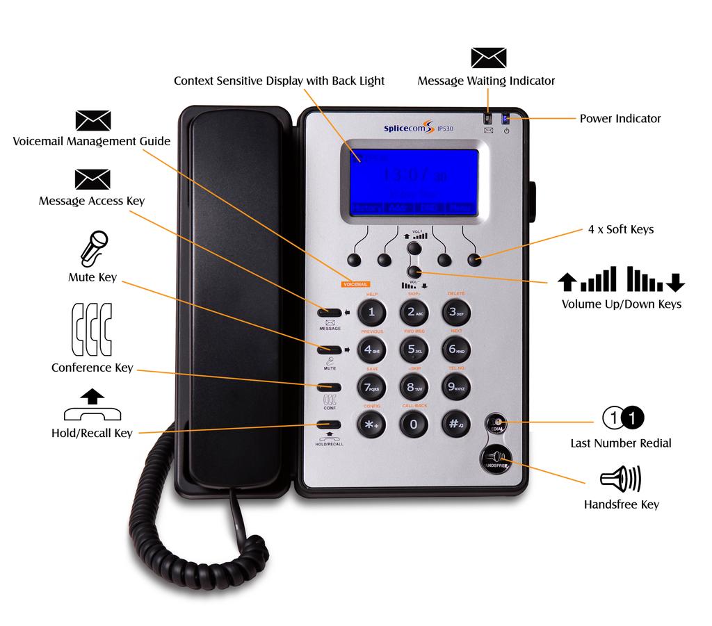 Your IP 530 offers an easy to use 3-way conference call facility, enabling you to quickly add a third party when your already on a telephone call.