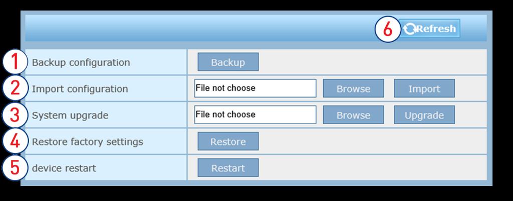 4.6.1 System Configuration Create a backup file of all your settings so you can import them later. Upgrade the IP camera. Use only HomeSecure firmware. Click [Browse] to find the firmware file.