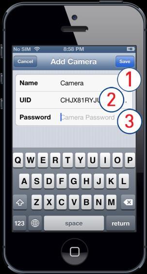 5.1.3 Input Camera Information Name the camera (the name is only used locally in the app). Especially useful if you have more than one camera.