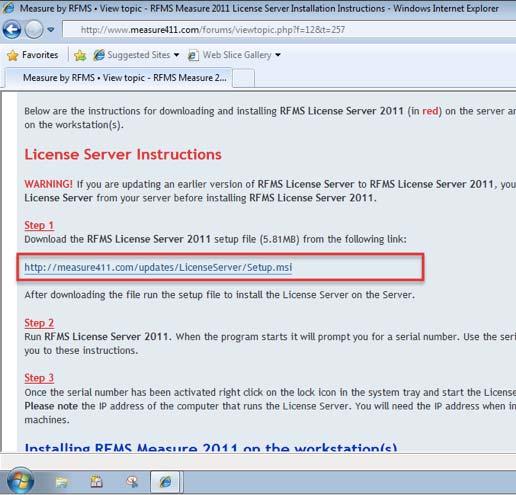 2 2. The instructions for the License Server appear in red on the Measure Forum posting.