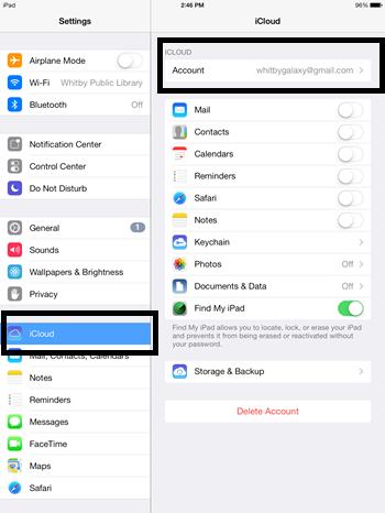 In order to set up, activate and review your icloud account tap