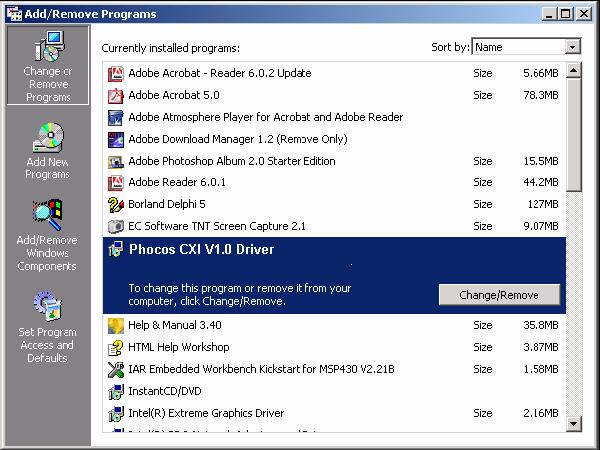 3.3. Windows XP Uninstalling FTDI device drivers from Windows XP should always be done through the Add/Remove Programs utility as this uses the Phocos CX-I V1.