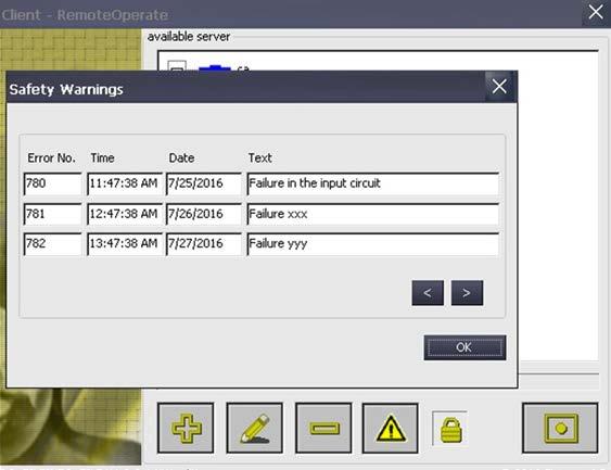 Alarm messages in the alarm window (see section "Opening and closing alarm windows") Opening and closing the