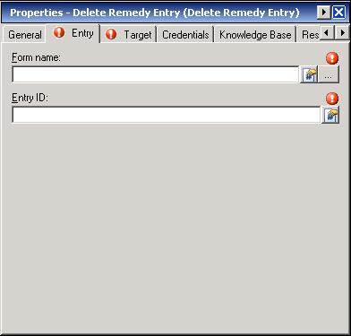 Chapter 5 Using Remedy Activities Defining the Delete Remedy Entry Activity Step 3 Click the Entry tab to continue.
