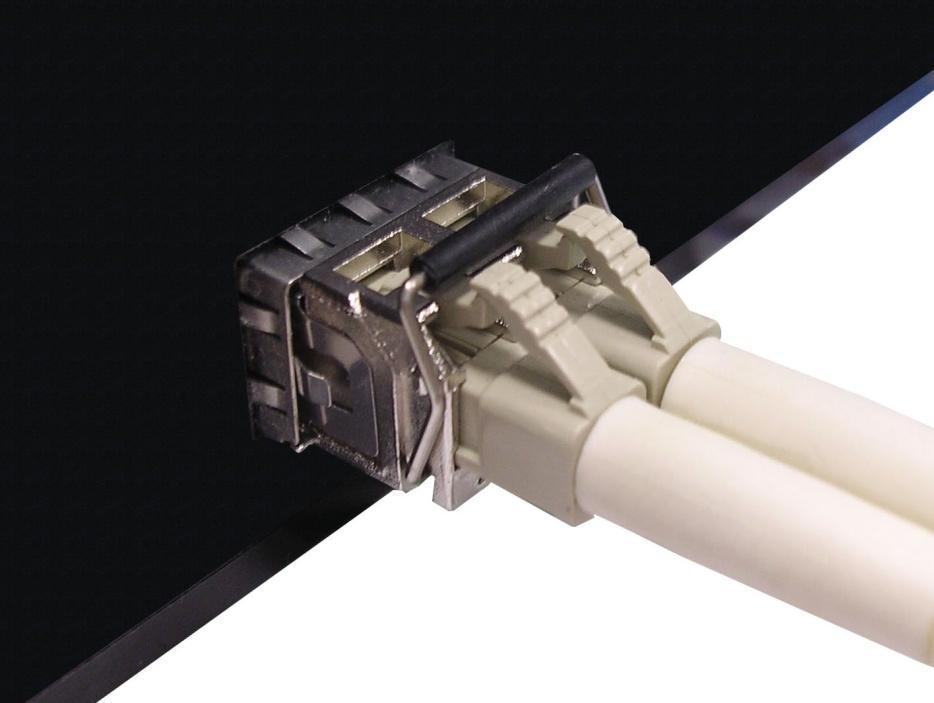 Second, insert the fiber cable of LC connector into the transceiver. Figure 2.