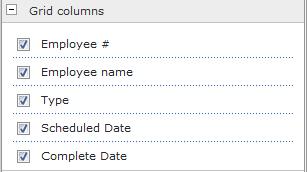 Also on the Web Part Settings pane, use the check boxes in the Grid Columns group to identify the columns should display on the Evaluations web part.