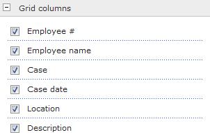 the last 12 months. Use the Grid Columns check boxes to indicate the columns that display on the OSHA web part.