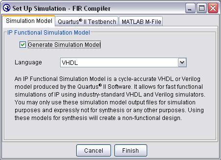 Figure 2 4. Set Up Simulation 3. Turn on Generate Simulation Model to create an IP functional model.