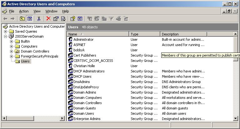 The next series of screenshots shows how one is able to add a user in the active directory.