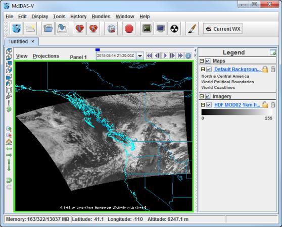 Enter in the following parameters to set up a dataset with the MODIS Level 1b HDF files provided with this tutorial: Dataset MODIS Image Type HDF MOD02 1km files Format MODIS MOD 02 Level-1B