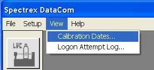 This will display a listing of all calibration dates.