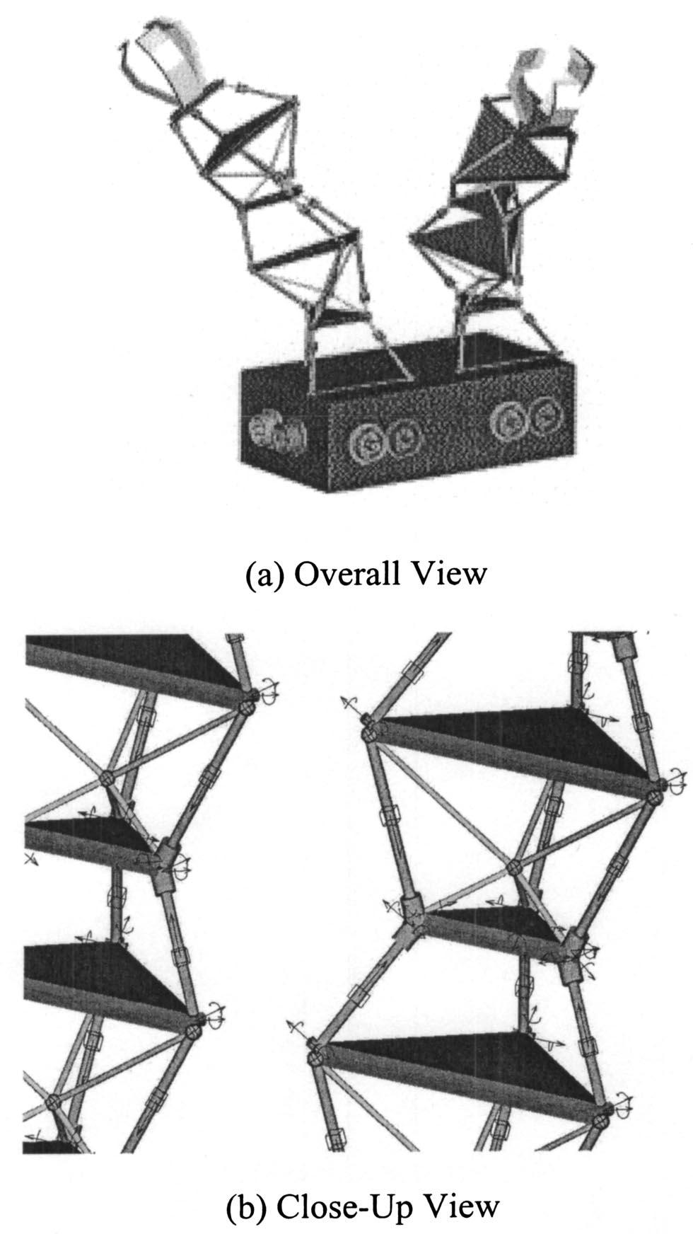 Fig. 2 The 3-UPU parallel platform Fig. 1 Two-arm reconfigurable robot with 3-DOF parallel platform modules at any one of their two ends fixed and moving.