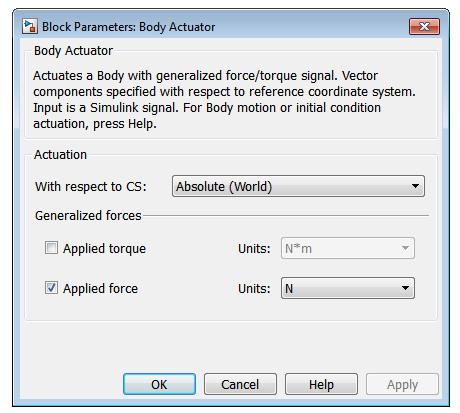 Body Actuator: Essential Steps to Build a Model Time-dependent force and torque used to actuate a body The Body Actuator block actuates a Body