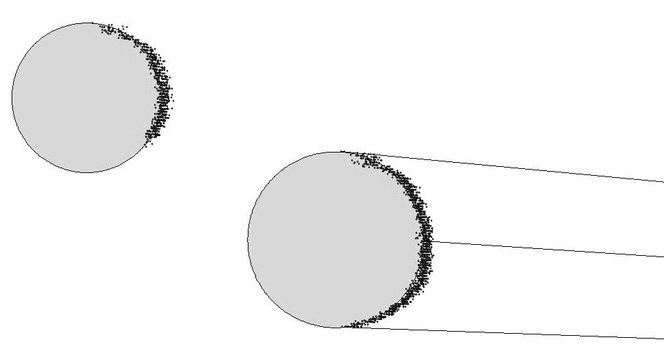 were calculated for the points situated at the minimum, the mean and the maximum angle with a tolerance for the three points defining the circle. Figure 4.
