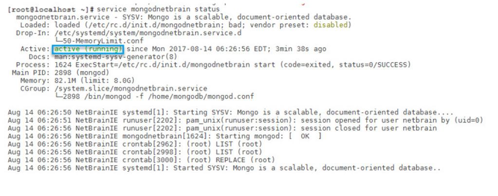 7. Run the./install.sh script under the NetBrain_Database directory to install the MongoDB Server and initialize the MongoDB service as well as the admin user name and password. 8.