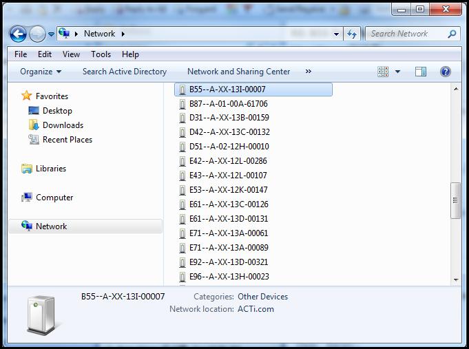 The quickest way to discover the cameras in the network is to use the simplest network search, built in the Windows system just by pressing the Network icon, all the cameras of the local area network