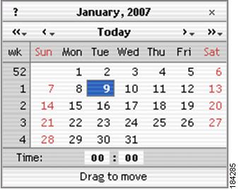 The time zone that the time is displayed in is, US PST. Display the Time Frame Calendar The starting and ending dates and times are changed using a calendar tool that is described below.