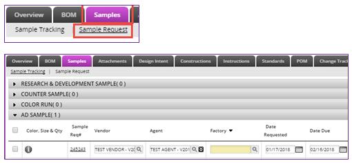 Click on the Design Center Dashboard 2. Click on the Sample Tracking link 3. Perform a Search 4.
