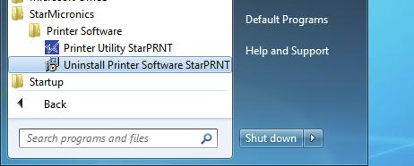 Software' > 'Uninstall Software StarPRNT'. In Windows8 / 8.