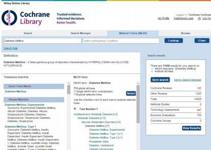 Use this area to add a MeSH search to Search Manager, view your results, or save an individual MeSH search. MeSH is the U.S. National Library of Medicine s controlled vocabulary used for indexing terminology provides a consistent way to terminology for the same concepts (see http://www.
