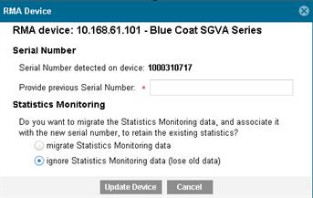 RMA a Device If you need to return a device to Blue Coat using Return Merchandise Authorization (RMA), follow the procedure below to replace the defective device with the replacement device in