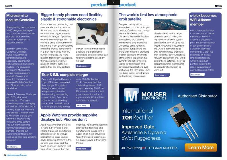 ES Product Magazine 2015 EDiTORiAL CALENDAR ESP magazine delivers the latest new products, technology and news digitally to over 66,000 design engineers monthly across Europe.