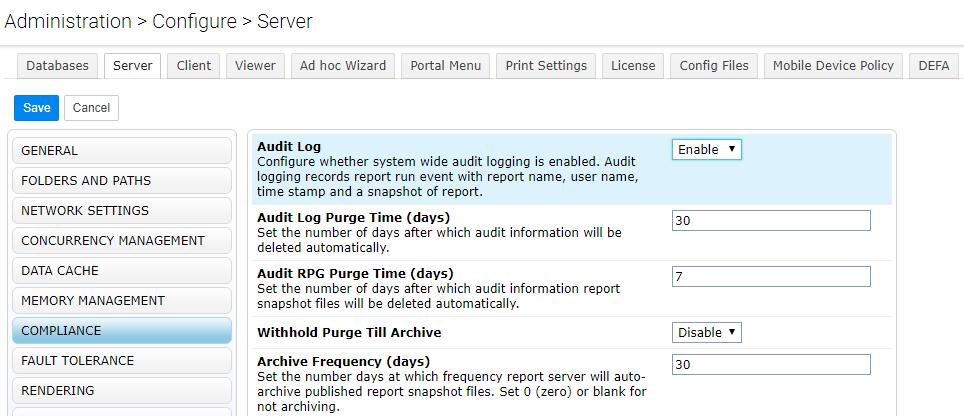 Configuring Audit Log functionality Audit logs let you monitor the reporting activities taking place in Intellicus by enabling you to get a list of reports generated by different users and view the