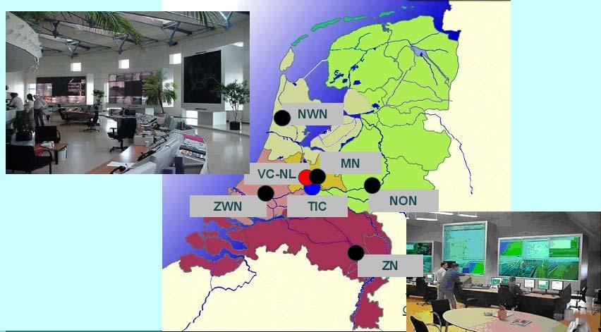 Figure 3: Traffic control centres in The Netherlands In the control centres the data is organised in files and databases.